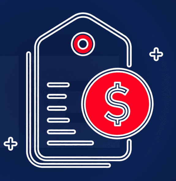 Price tag illustration with a dollar coin